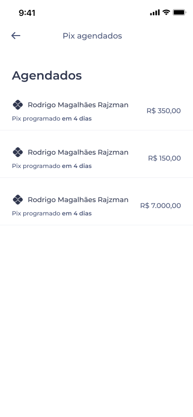 Pix agendados