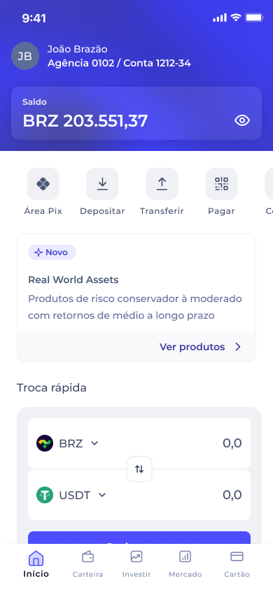 App Transfero com acesso à Área Pix