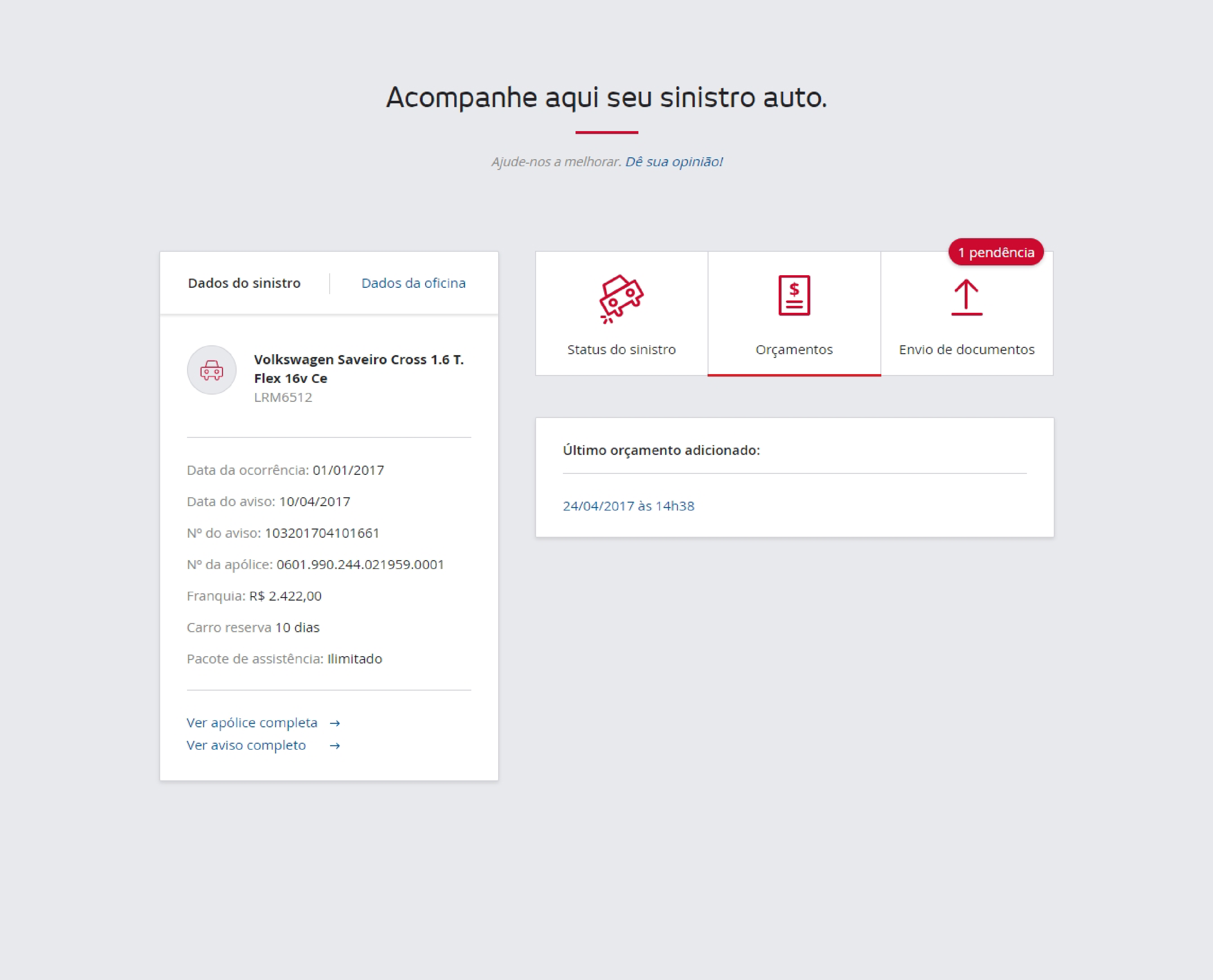 Acompanhamento de Sinistro